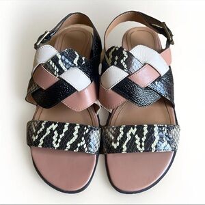 Vionic Kendra Ray Snakeskin Sandals 7.5 Women’s Stylish Leather Shoes NWOB